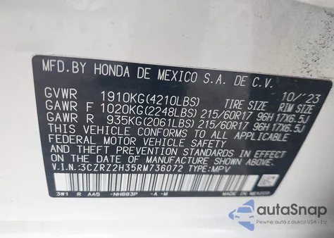 2024 Honda Hr-V Awd Lx z USA, uszkodzony, nr VIN 3CZRZ2H35RM736072